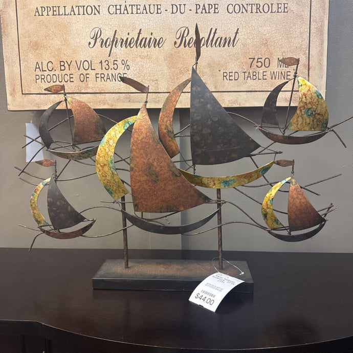 Metal Sailboat Sculpture