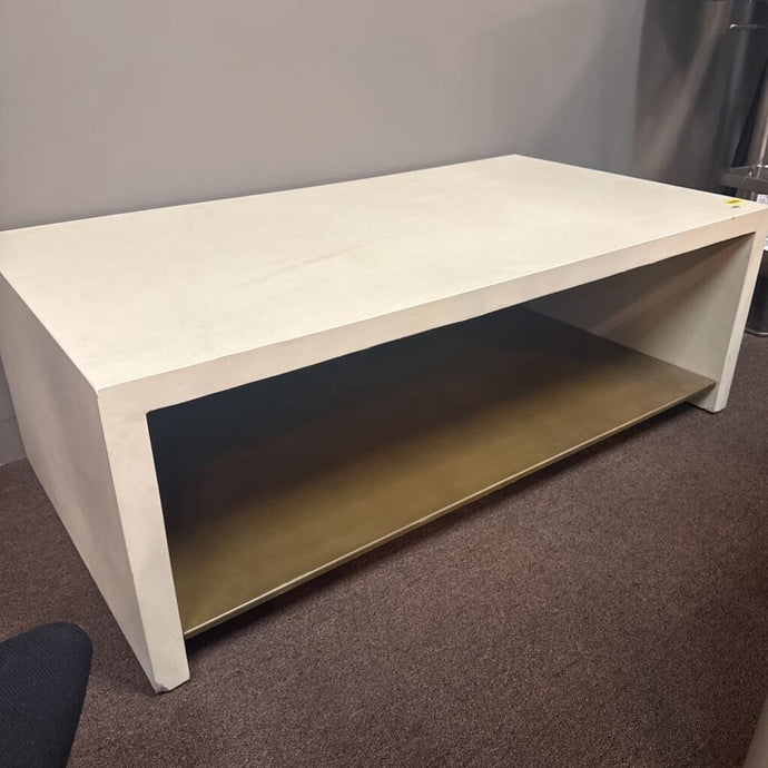 Off White Coffee Table w/Gold Shelf