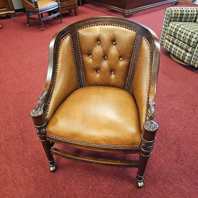 Brown Leather Rolling Game Chair