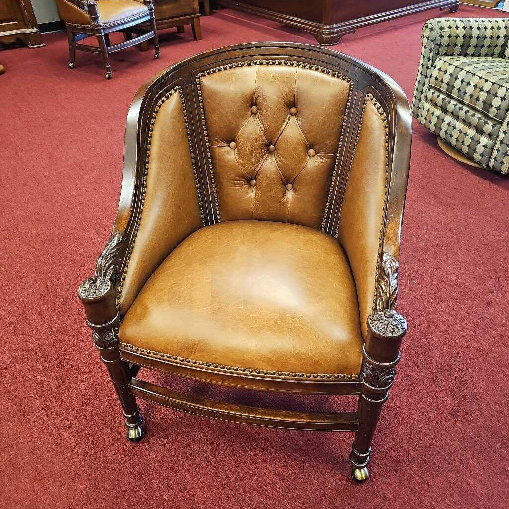 Brown Leather Rolling Game Chair