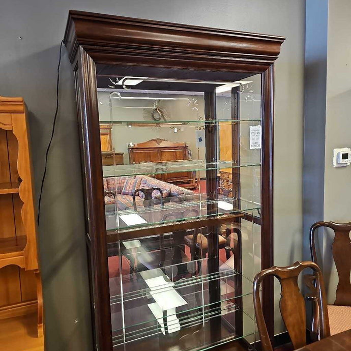 Wood Display Cabinet w/Glass Shelves