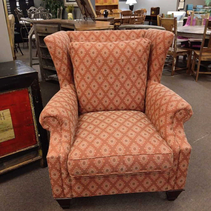 Orange Flower Wingback Chair