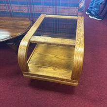 Load image into Gallery viewer, Oak Wood End Table w/ Glass Insert