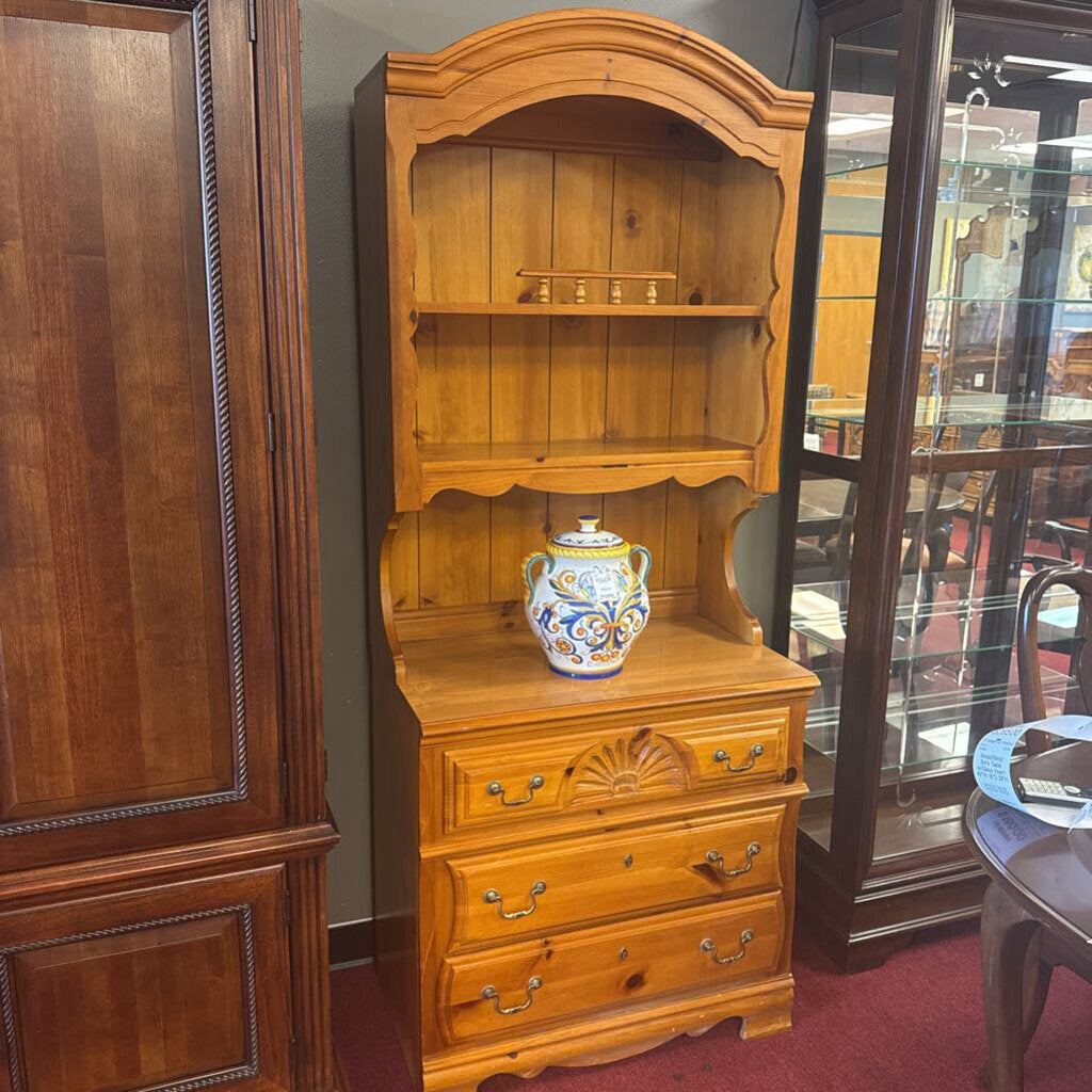 Pine Wood Hutch 3 Drawers/2 Shelves