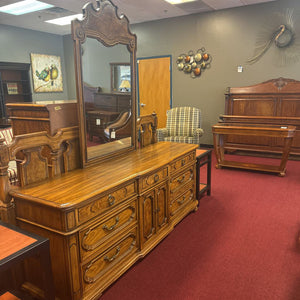 Pine Wood Dresser w/ Mirror and 3 Drawers