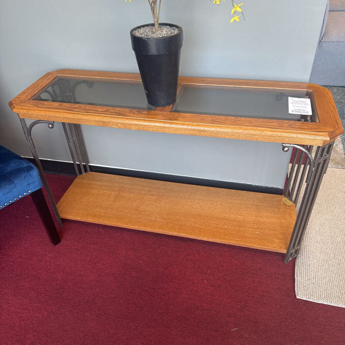 Wood/Metal Sofa Table w/Glass Insert