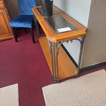 Load image into Gallery viewer, Wood/Metal Sofa Table w/Glass Insert