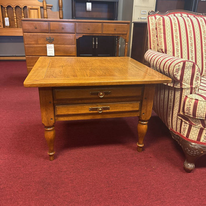 Wood End Table w/ 2 Drawers