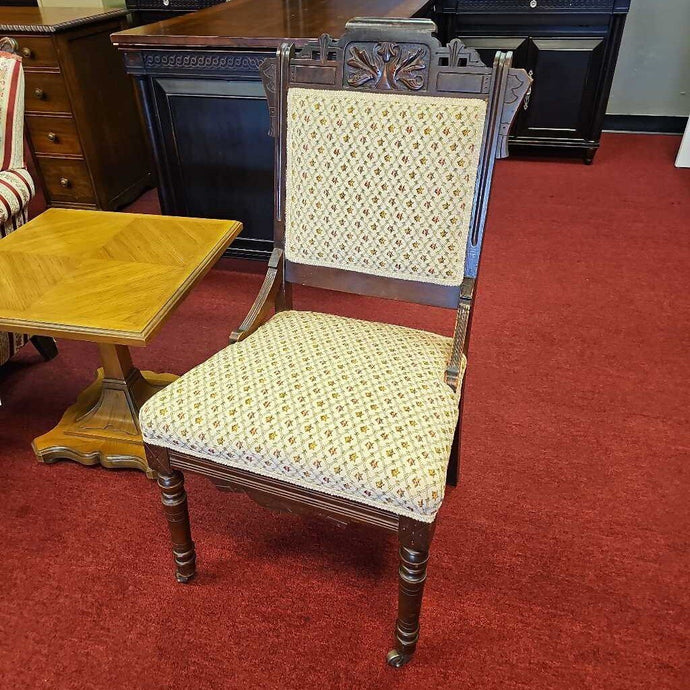 Vintage Upholstered Wood Side Chair