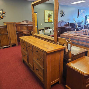 7 Drawers/1 Door Oak Wood Dresser w/Mirror