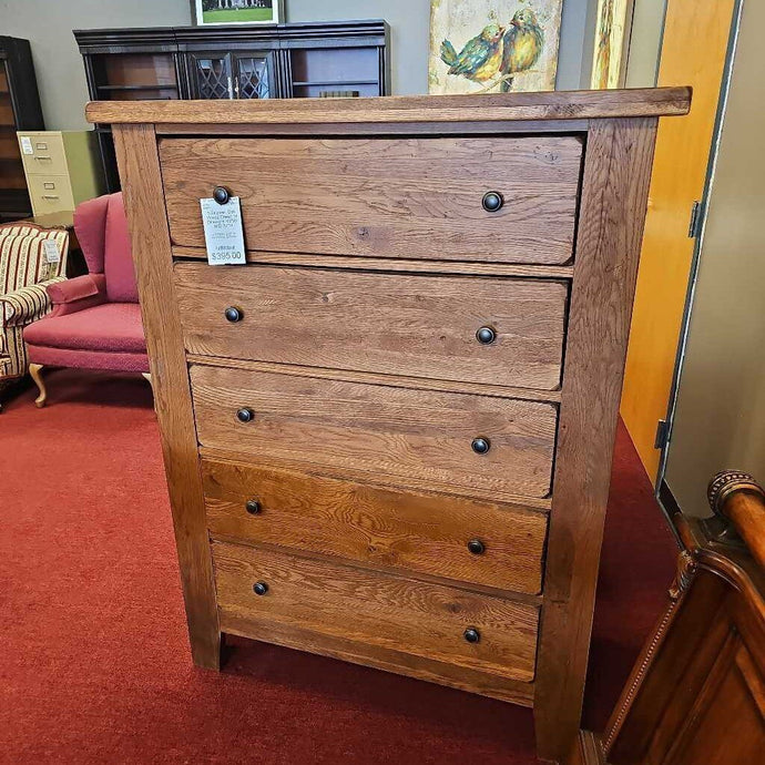 5 Drawer Oak Wood Chest of Drawers