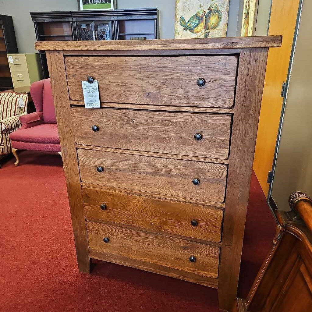 5 Drawer Oak Wood Chest of Drawers