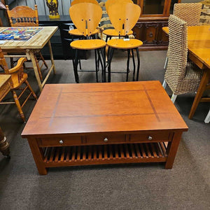 Wood Coffee Table w/ 6 Drawers and 1 Shelf