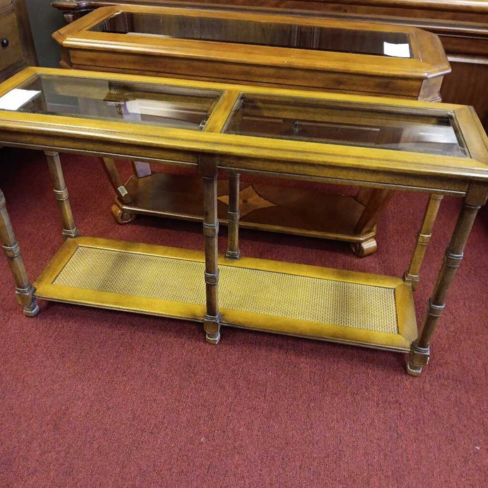 Wood Sofa Table w/Glass Inserts