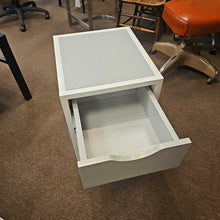 Load image into Gallery viewer, Grey Faux Linen One Drawer Nightstand on White Frame