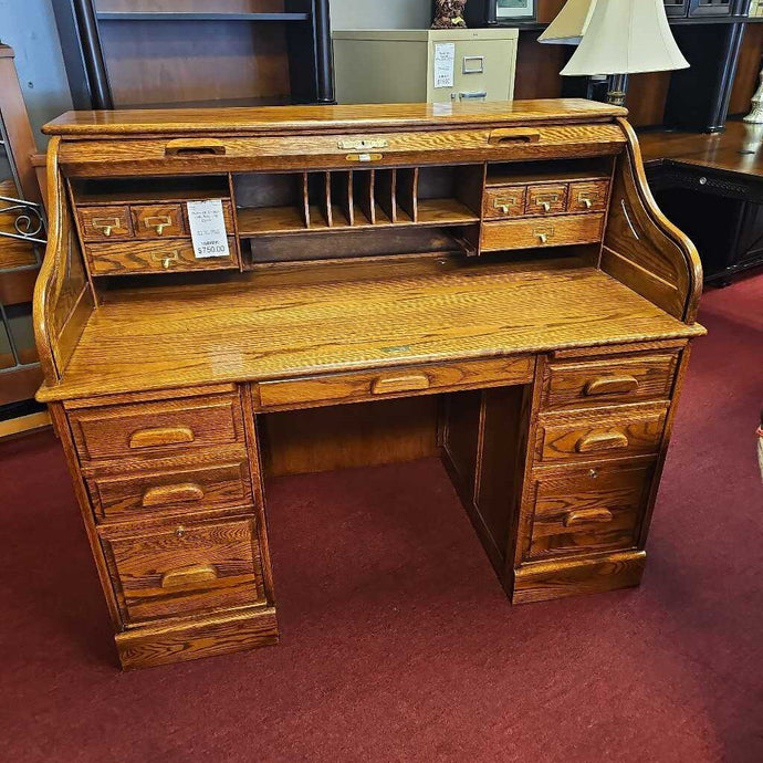 Winners Choice Oak Roll Top Desk
