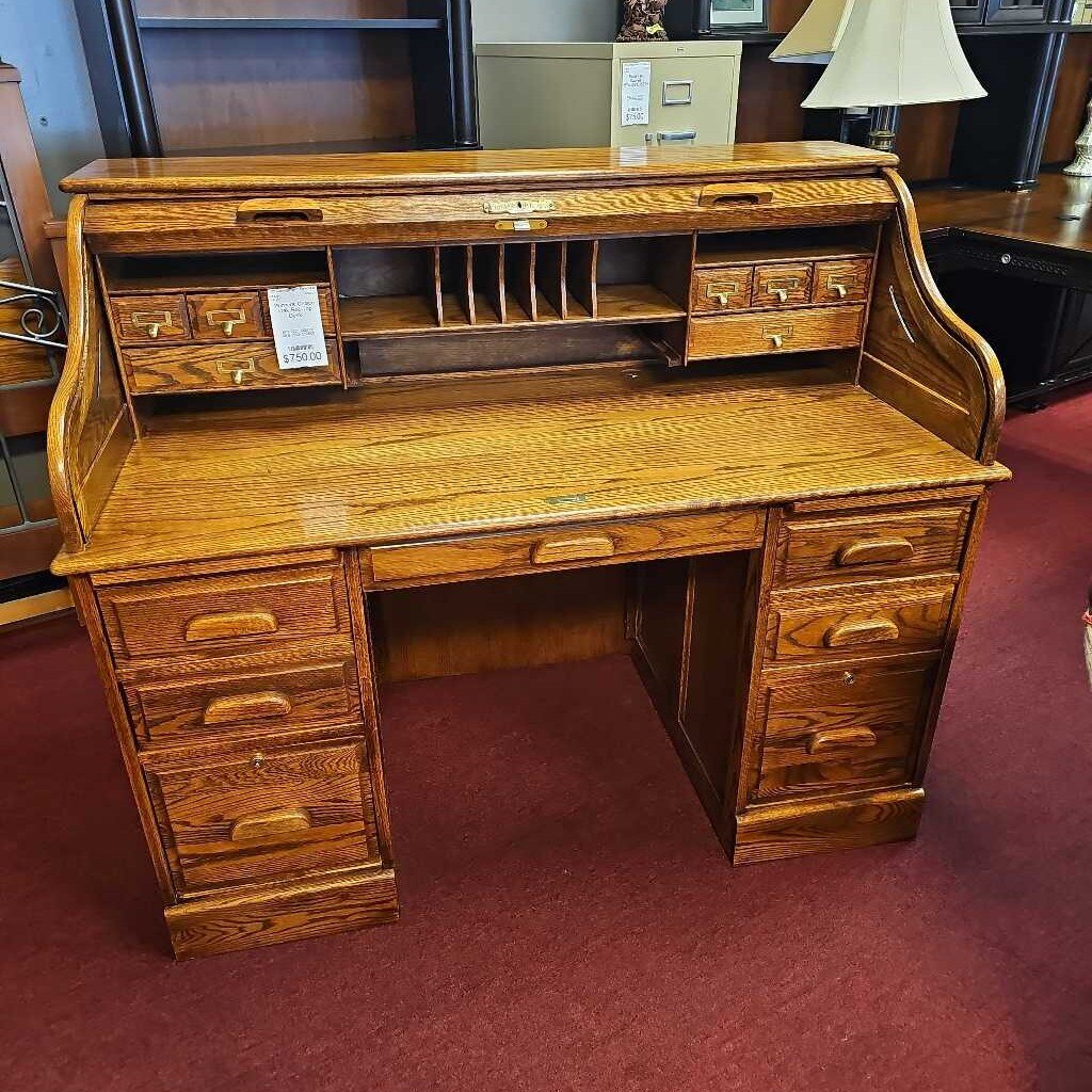 Winners Choice Oak Roll Top Desk