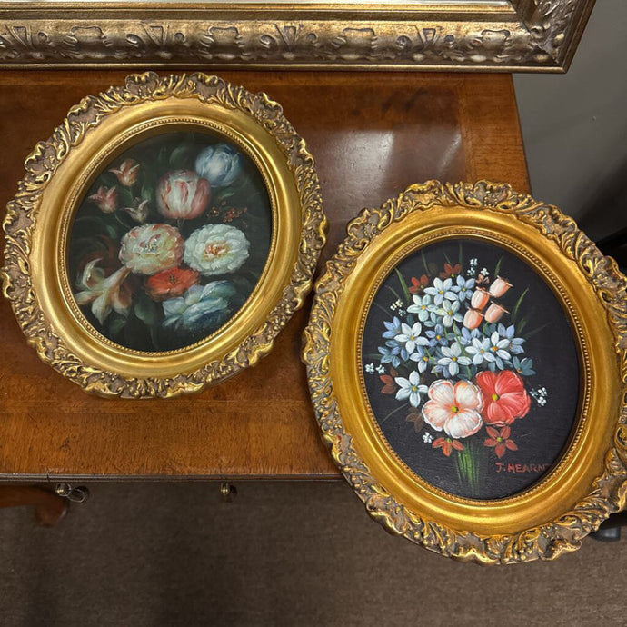 Pair of Gold Ethan Allen Frames with Art
