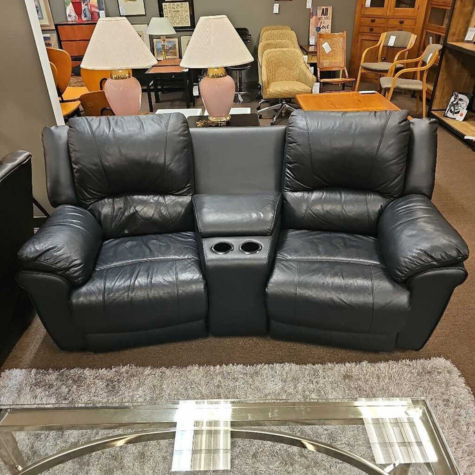 3 Piece Black Leather Love Seat