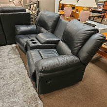 Load image into Gallery viewer, 3 Piece Black Leather Love Seat