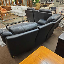 Load image into Gallery viewer, 3 Piece Black Leather Love Seat