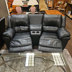 3 Piece Black Leather Love Seat