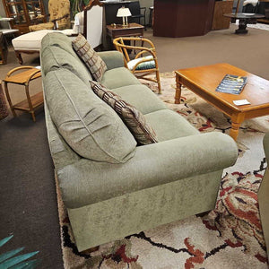Flex-Steel Green Sofa w/ 2 Pillows