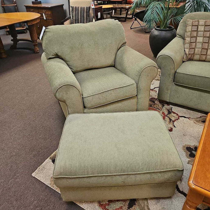 Flex-Steel Green Chair & Ottoman
