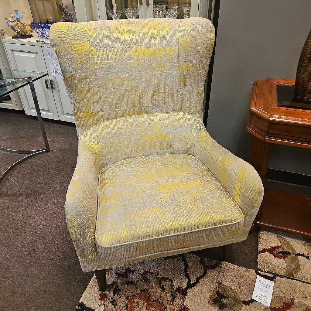 Upholstered Arm Chair Gold & Grey