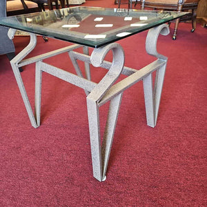 Beveled Glass Top End Table