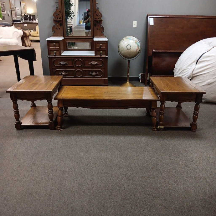 Wood Coffee Table w/Matching End Tables