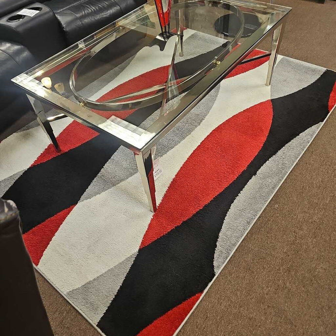 Red, Grey & White Area Rug