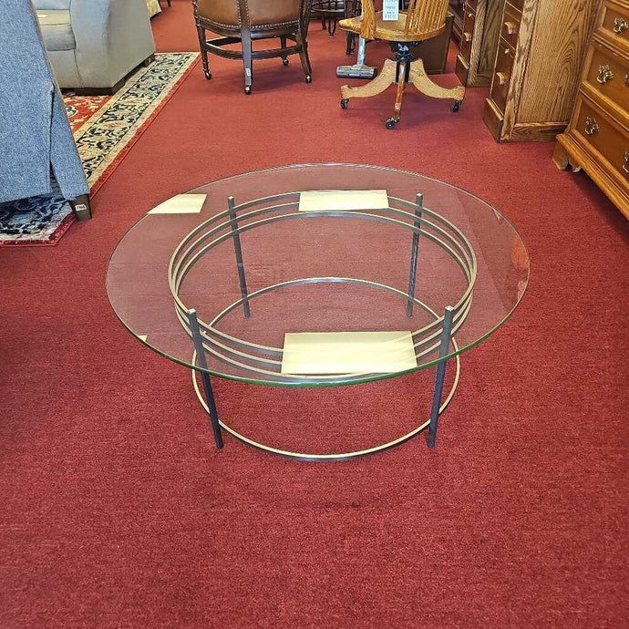 Round Glass and Metal Coffee Table