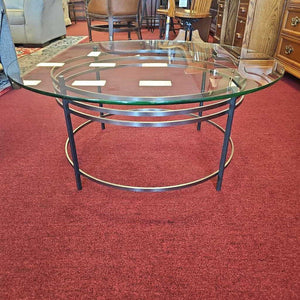 Round Glass and Metal Coffee Table