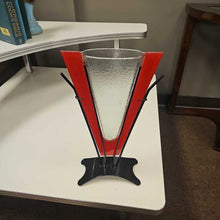 Load image into Gallery viewer, Red &amp; Black Art Deco Glass Vase