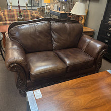 Load image into Gallery viewer, Brown Leather Love Seat