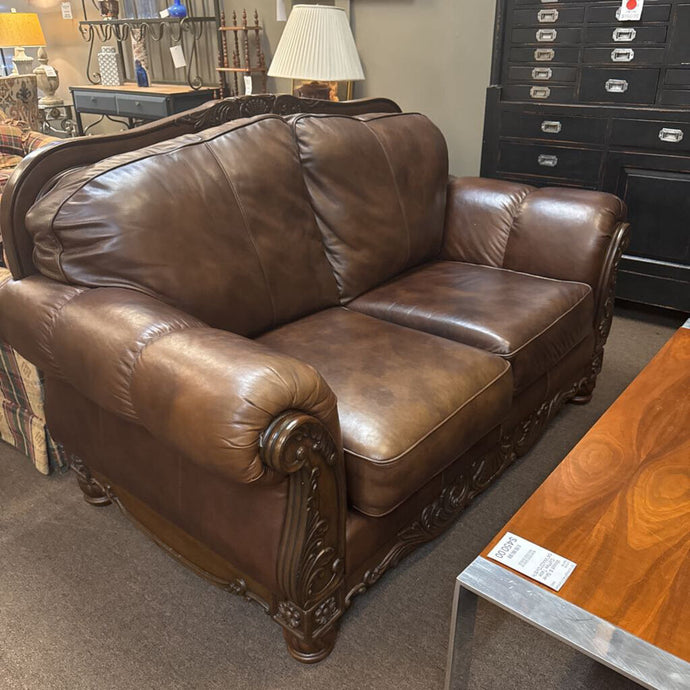 Brown Leather Love Seat