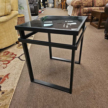 Load image into Gallery viewer, Side Table Metal Base Black Glass Top