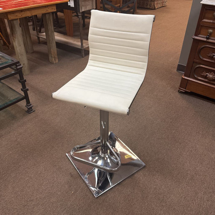 White Barstool with Silver Base