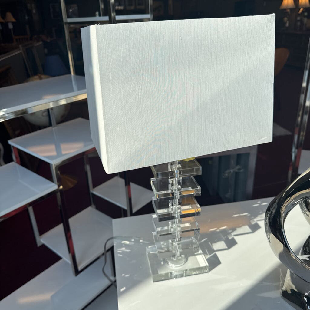 Acrylic Base Lamp w/ White Shade