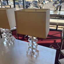 Load image into Gallery viewer, Small Vanity Acrylic Base Lamp w/ White Shades