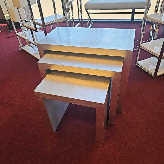 3 Silver Nesting Tables Set