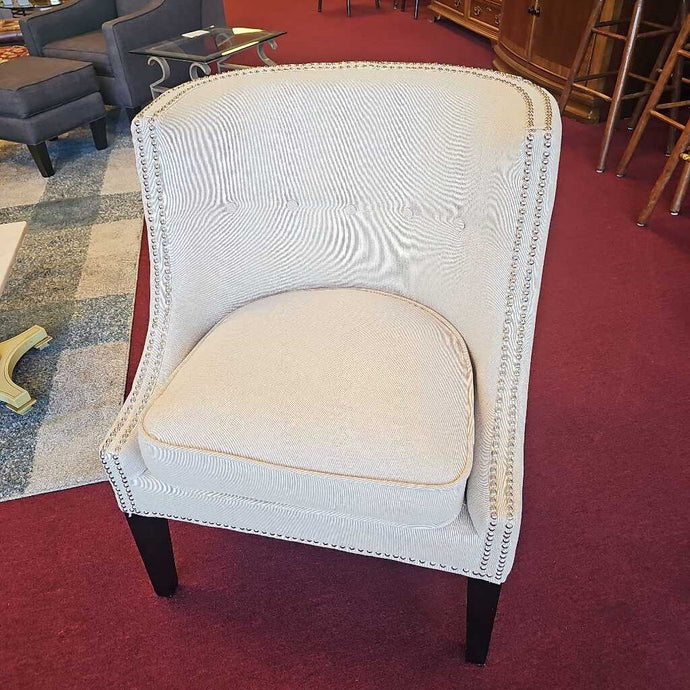 Cream Side Chair w/ Chrome Studs