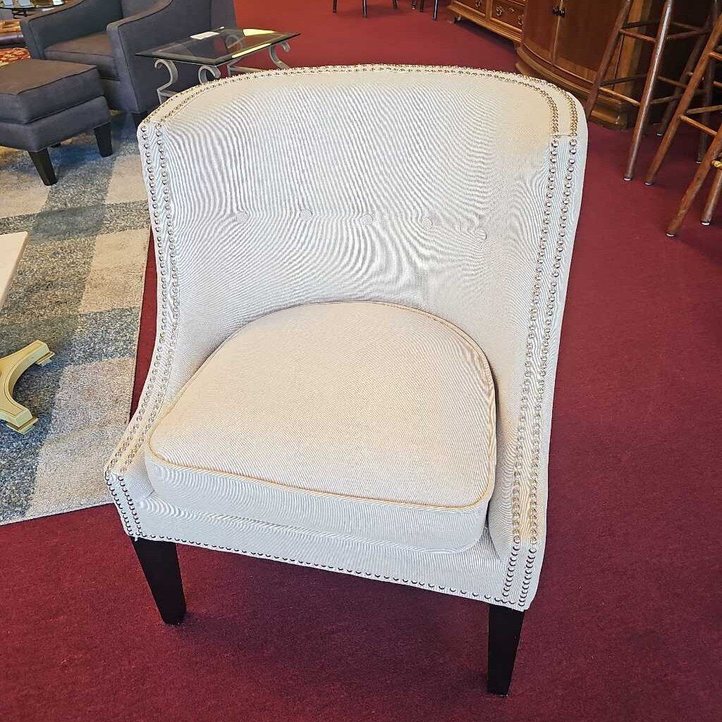 Cream Side Chair w/ Chrome Studs