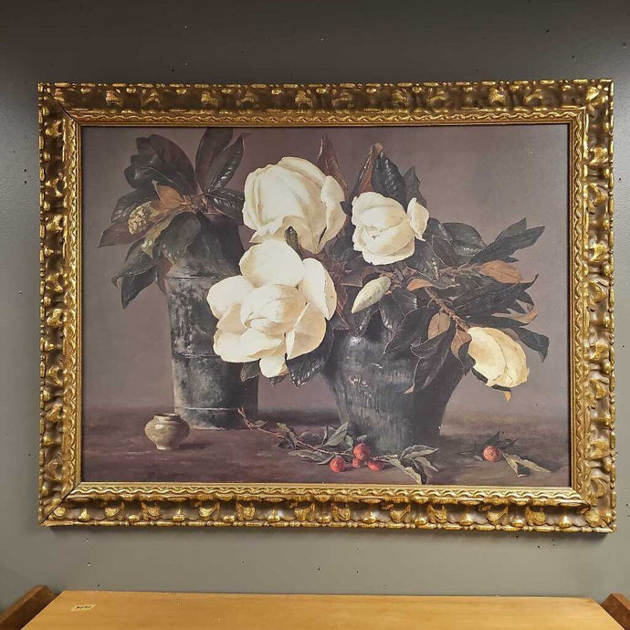 Cream Colored Flowers in Gold Grame