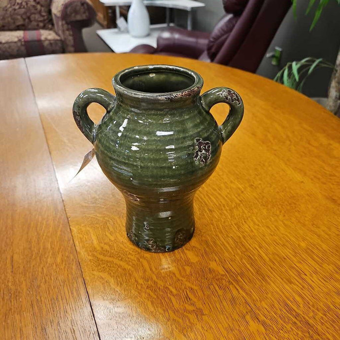 Double Handled Green Vase