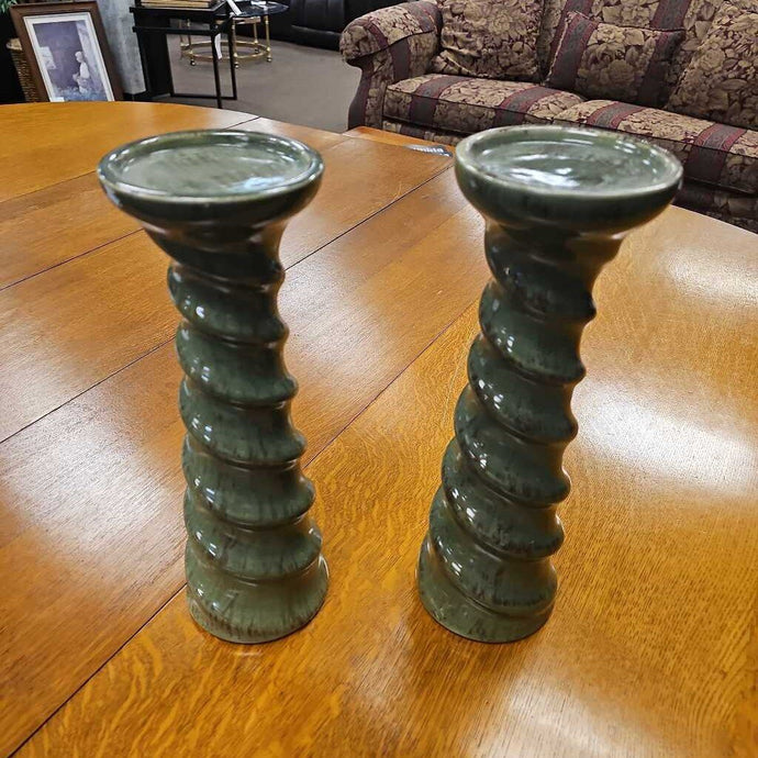 Pair of Green Candle Holders