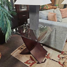 Load image into Gallery viewer, &quot;X&quot; Wood/Glass End Table