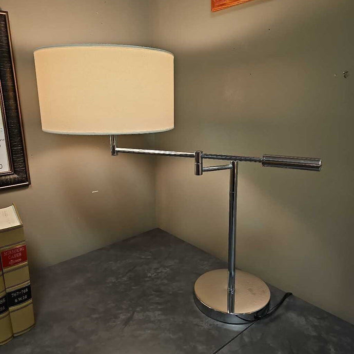 Silver Based Extended Arm Lamp
