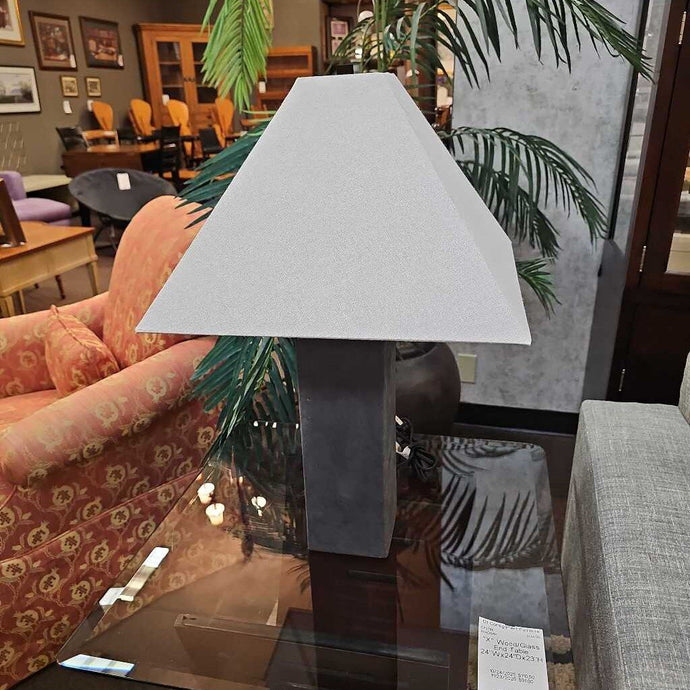 Grey Based Lamp w/White Shade